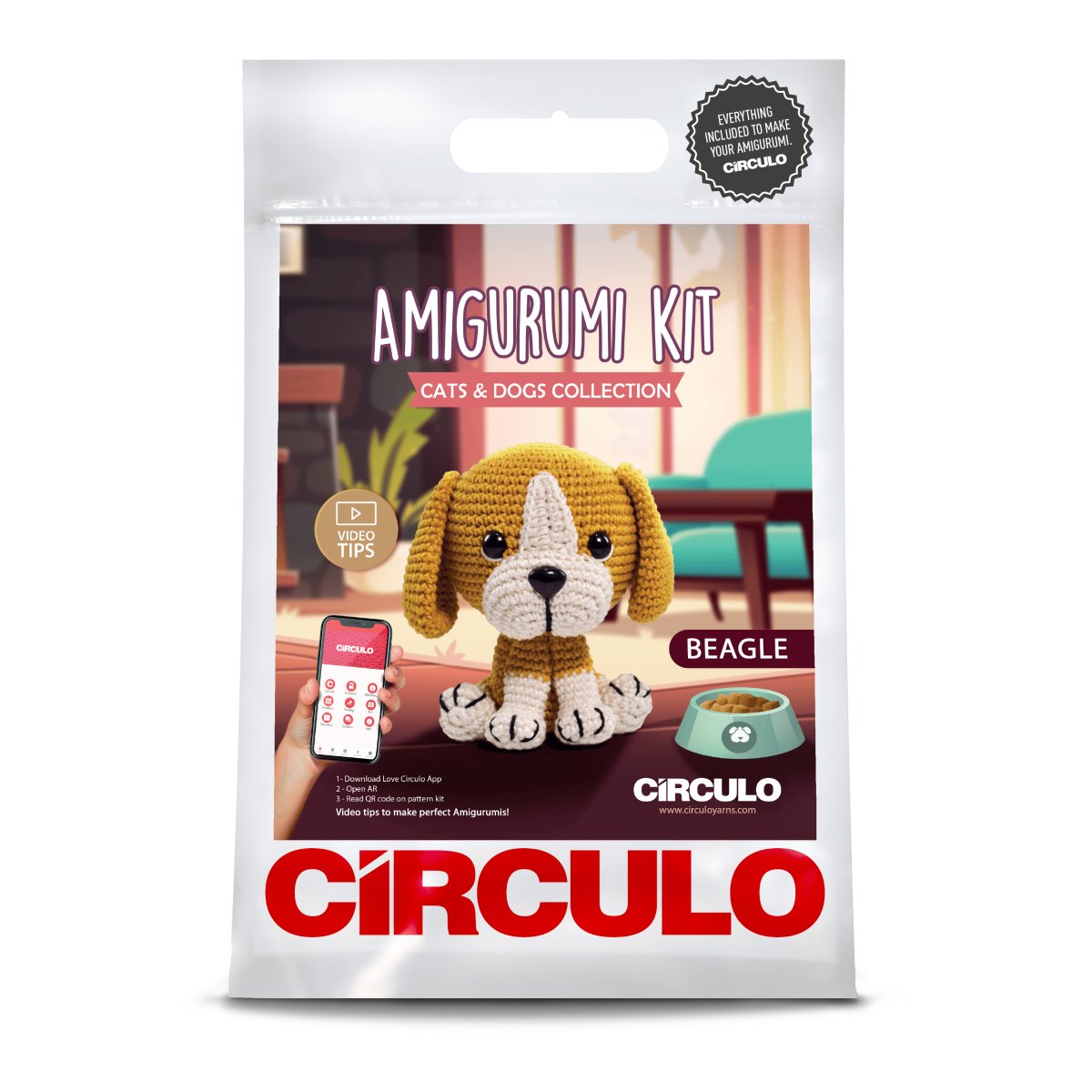 Create a BEAGLE with Circulo's Amigurumi Kit from the Cats and Dogs collection.