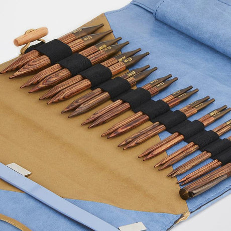 Close-up of KnitPro Ginger Needle with size markings.